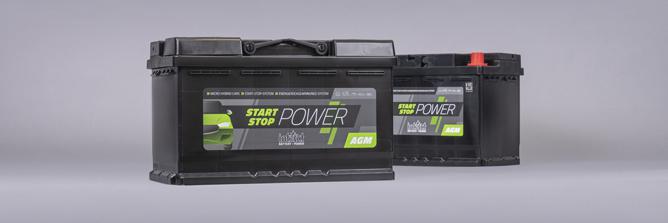 Das Bild zeigt zwei schwarze Batteriekästen mit der Aufschrift intAct Start-Stop-Power AGM