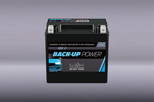 Das Bild zeigt eine Grafik einer Batterie mit der Aufschrift intAct BackUp-Power.