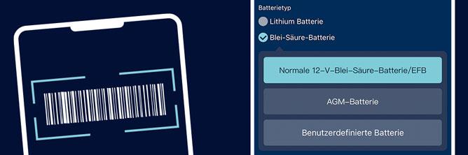 Die Bild zeigt eine Grafik in der das scannen des Strichcodes des Battery-Guards darstellt.