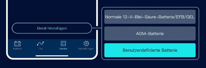 Die Grafik zeigt die Einstellung zum hinzufügen eines neuen Battery Guards mit der Einstellung einer benutzerdefinierten Batterie.