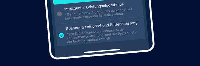 Die Grafik zeigt die Einstellung "Spannung entsprechend Batterieleistung" auswählen.
