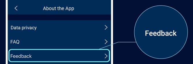 The graphic shows the "Feedback" area in the intAct Battery Check app.