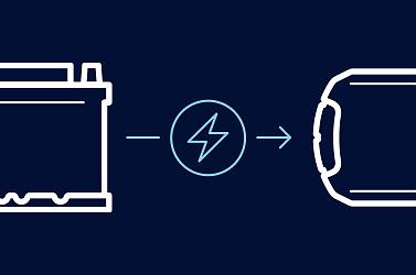 Die Grafik symbolisiert die Bluetooth-Verbindung zwischen Batterie und App.