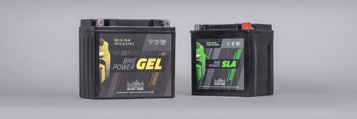Das Bild zeigt die intAct Bike-Power GEL und die intAct Bike-Power SLA für Roller und Motorräder.