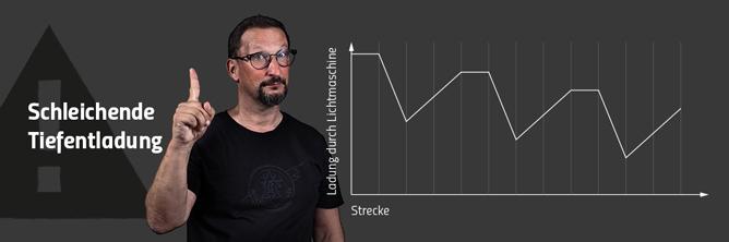 Die Grafik stellt die schleichende Tiefenentladung einer Batterie dar.
