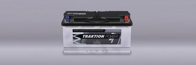 Das Bild zeigt einen hellgrauen Batteriekasten mit der Aufschrift intAct Traktion-Power