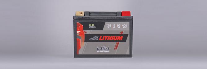 Das Bild zeigt eine Batterie mit der Aufschrift "intAct Bike-Power Lithium"