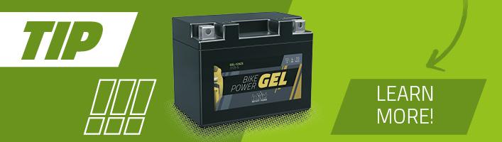 The graphic refers to the intAct Bike-Power GEL motorcycle battery.