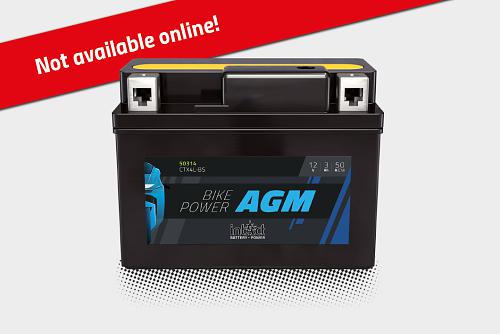 The picture shows the intAct Bike-Power AGM battery on a gray background.