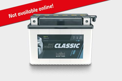 The picture shows the intAct Bike-Power Classic battery on a gray background.