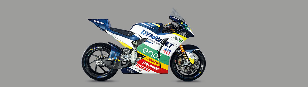 Das Bild zeigt das MotoE Bike des intactGP Rennteams.